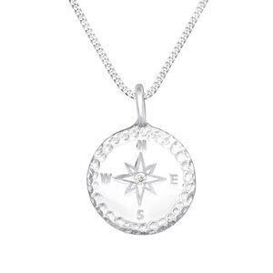 Sterling Silver Compass  Necklace